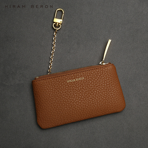 Hiram Beron – porte-clés en cuir de veau doux de haute qualité pour femmes, portefeuille marron clair, vente en gros - Product Image 1