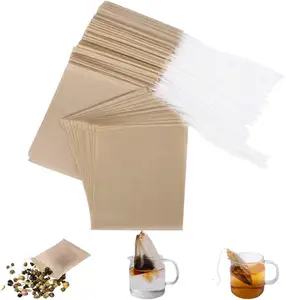 Sachets de thé et de bain à cordon avec papier naturel non blanchi Sachet de thé jetable Papier filtre pour le thé en vrac