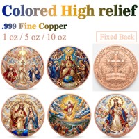 Pièce de monnaie en cuivre pur 999 de 5 oz, couleur énergétique, série Jésus en relief, croix UV 3D, édition de collection