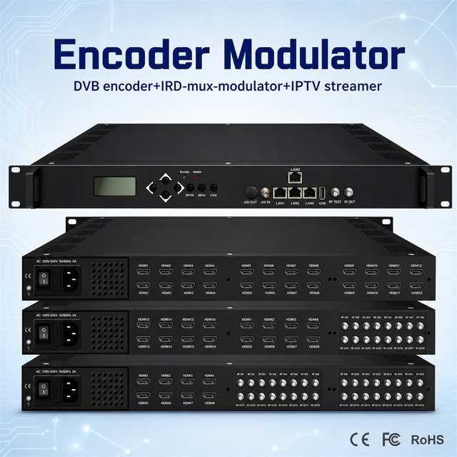 NDS3536S-N Dexin 8 16 24 IP Streamer DVB DVBC DVBT ISDBT ATSC S2 Encoder Modulator for Cable Headend Network