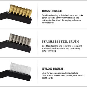 Cepillo de Limpieza para Estufas de Gas, Juego de 3 Cepillos de Alambre Mini para Eliminar Óxido con Cerdas de Nylon, Latón y Acero Inoxidable - Product Image 3