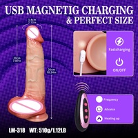 Vibrateur Dildo Télescopique Chauffant à Portée Directe avec Télécommande pour Stimulation Anale Féminine - Jouet Sexuel pour Femme - LM-A318-3