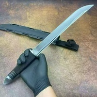 Cuchillo de Caza de Acero Inoxidable con Hoja de Punta Caída y Mango de Goma con Funda, Cuchillo de Supervivencia para Exteriores