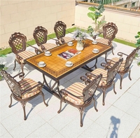 Table de banquet Grand Royal en aluminium moulé durable - Style classique européen, 10 places, pour extérieur, villa, hôtel, entrepôt, parc