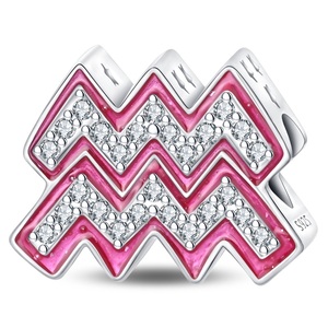 Colgantes de circonita con temática <span class=keywords><strong>rosa</strong></span> de los doce signos del zodíaco, en forma de <span class=keywords><strong>corazón</strong></span>, chapados en plata, para uso diario unisex, accesorios de joyería DIY - Product Image 4