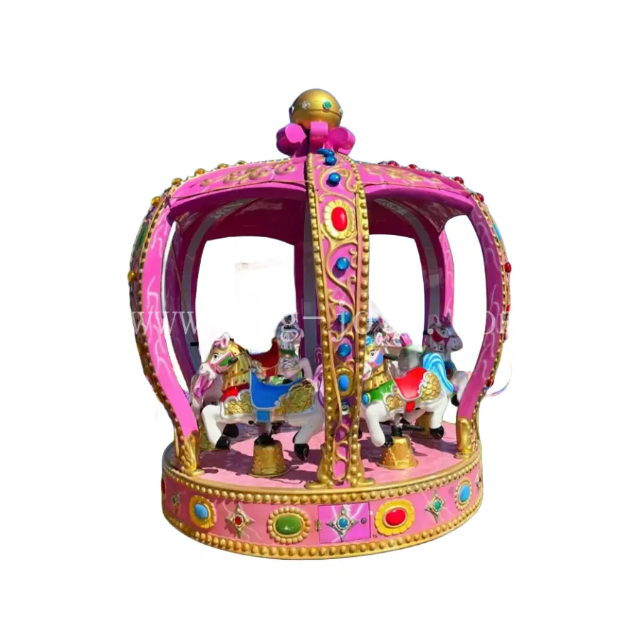 Planground Kids Rijden Carrousel Rijden Carnaval Met Kroon Design Outdoor Pretpark Indoor Elektrische Apparatuur