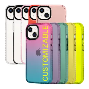 Custom Uv Print Regenboog Impact Tpe Bumper Zachte Tpu Mobiele Telefoon Case Voor Iphone Se Xs 11 12 13 14 15 Pro Max