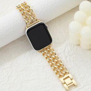 Correa de Reloj Metálica Personalizada de 20mm 22mm para Mujer, Estilo Vaquero de Lujo Ligero, Cadena de Acero Inoxidable, Popular para <span class=keywords><strong>Apple</strong></span> <span class=keywords><strong>Watch</strong></span> Series 9 5 <span class=keywords><strong>SE</strong></span> - Product Image 1