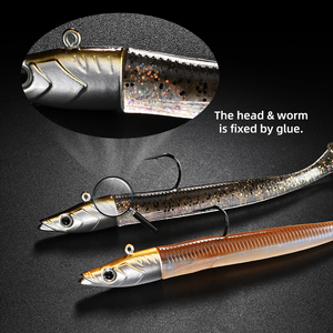 Señuelo de <span class=keywords><strong>Pesca</strong></span> de Salmón Suave de 130 mm y 22 g, con Cola de Paleta, Cabeza Plomada, Anzuelo Metálico, <span class=keywords><strong>Vinilo</strong></span> Vibrante, Cebo Artificial para Agua Salada - Product Image 3