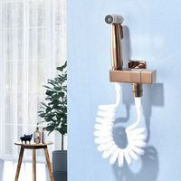 Kit de pulvérisation WC mural élégant en laiton or rose, écologique, pour salle de bain, style moderne et luxueux pour hôtels