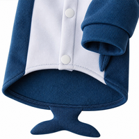 MEIQIPETBABY Kostum Hoodie Paus Biru Dongker untuk Anjing Kucing, Kostum Berkerudung Bulu Hangat dengan Ekor Paus S-XL