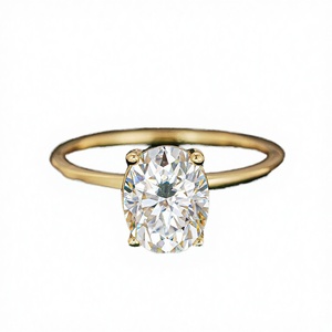 Bague Solitaire en Or 14K avec Moissanite Ronde, Sertie à Griffes, Bijoux Fins, Service d'Échantillons Personnalisés - Product Image 4