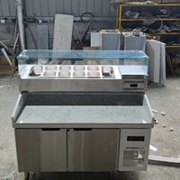 Table de préparation à pizza professionnelle en acier inoxydable, comptoir réfrigéré en marbre pour pizzas, vitrine réfrigérée à refroidissement par air