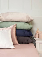 Sarung Bantal Satin Mewah dengan Pola Solid, Ritsleting & Penutup Amplop, Dapat Disesuaikan untuk Penggunaan Hotel, Rumah & Rumah Sakit