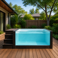 Piscine rectangulaire hors sol en fibre de verre durable, type conteneur d'expédition, avec système de chauffage pour la maison