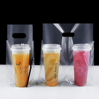 Sacs d'Emballage Personnalisés Jetables pour Porte-Gobelets Simples ou Doubles de Bubble Tea et Café, Sacs en Plastique à Emporter avec Logo