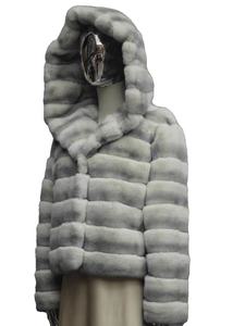 Abrigo de piel de <span class=keywords><strong>Chinchilla</strong></span> Rex de estilo ruso, abrigo de piel de invierno de Color teñido, abrigo de piel cálido para mujer - Product Image 5