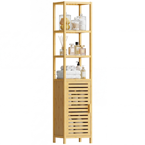 ชั้นวางของในห้องน้ำไม้ไผ่แบบทันสมัย 5 ชั้น แบบตั้งพื้น - Product Image 1