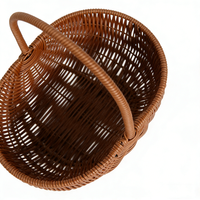 Multifunctionele grote ecovriendelijke waterdichte fruitmand van PP met rotan handvatten voor picknickgebruik, Scandinavische stijl, OEM/ODM