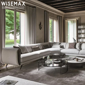 WISEMAX FURNITURE Glamorous Vintage Style Traditional Cotton Linen Elegant Home Stainless Steel Legs <strong>Sponge</strong> <strong>Sofa</strong> <strong>for</strong> Hotel Lobby - Product Image 4