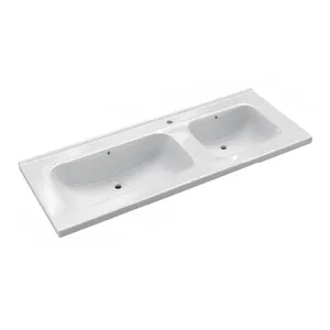 Bathroom Edged Sink Vessel Double Bowl Cabinet Hand Wash Basin