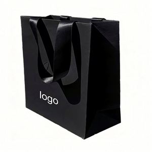 Custom Private Black Personalised Luxury Retail Shoes Cardboard Shopping <b>Gift</b> Paper <b>Bags</b> with Handle logo Print for Boutique - Product Image 1