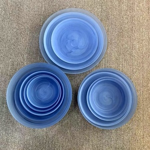Ensemble d'assiettes et de bols en verre alabastre bleu vert pour la maison et l'hôtel, pas cher - Product Image 4