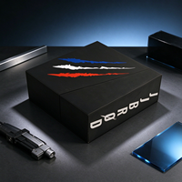 Boîte Cadeau Rigide Personnalisée Noire Rouge Bleue avec Impression Effet Pinceau, Logo Personnalisé et Emballage de Produit Premium