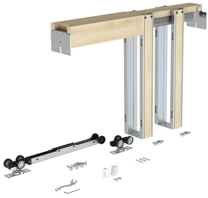 Kits de cadre de <span class=keywords><strong>porte</strong></span> de poche sur rail en aluminium avec clous en bois enveloppés d'acier pour mur de 2x4 - Product Image 1