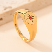 Bague en diamant étoile ovale en acier inoxydable pour femme-Design à la mode et minimaliste
