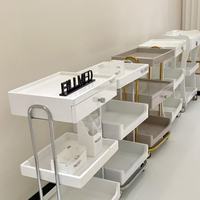Chariot de Luxe Original Haut de Gamme pour Salon de Beauté, Chariot de Gestion des Soins Cutanés avec Étagère de Rangement en Bois, Chariot à Outils en Métal et Plastique