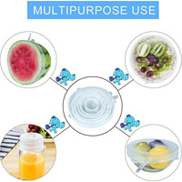 Lot de 6 couvercles extensibles pour la fraîcheur, de qualité alimentaire, adaptés aux bols, tasses, bocaux et récipients de différentes tailles et formes, Chine