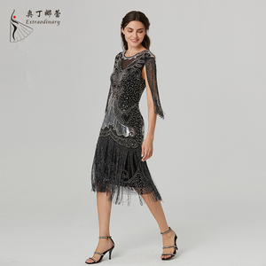 Elegante <span class=keywords><strong>Abito</strong></span> da Festa <span class=keywords><strong>con</strong></span> Paillettes e <span class=keywords><strong>Frange</strong></span> per Donne, Stile Vintage Gatsby - Product Image 3
