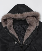 Veste d'hiver pour homme en toile de coton surdimensionnée avec capuche en fausse fourrure, rembourrage en cire d'huile, fermeture à boucle, style bomber matelassé, élégante