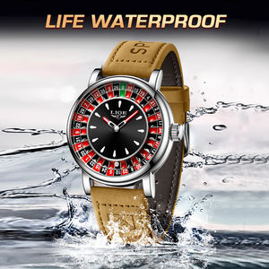 <span class=keywords><strong>Montre</strong></span> LIGE LG89161 Roulette 45 mm pour <span class=keywords><strong>homme</strong></span>, bracelet en cuir suédé marron, disque de jeu de luxe, étanche, lumineuse, avec boîte cadeau - Product Image 3