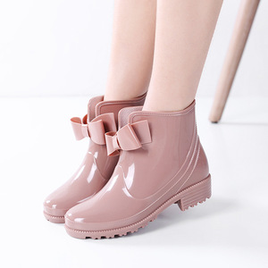 Nuevas <span class=keywords><strong>Botas</strong></span> <span class=keywords><strong>de</strong></span> Lluvia con Lazo para <span class=keywords><strong>Mujer</strong></span>, Color Sólido, a la Moda, <span class=keywords><strong>Botas</strong></span> Cortas para Dama, Antideslizantes, <span class=keywords><strong>de</strong></span> Secado Rápido - Product Image 4