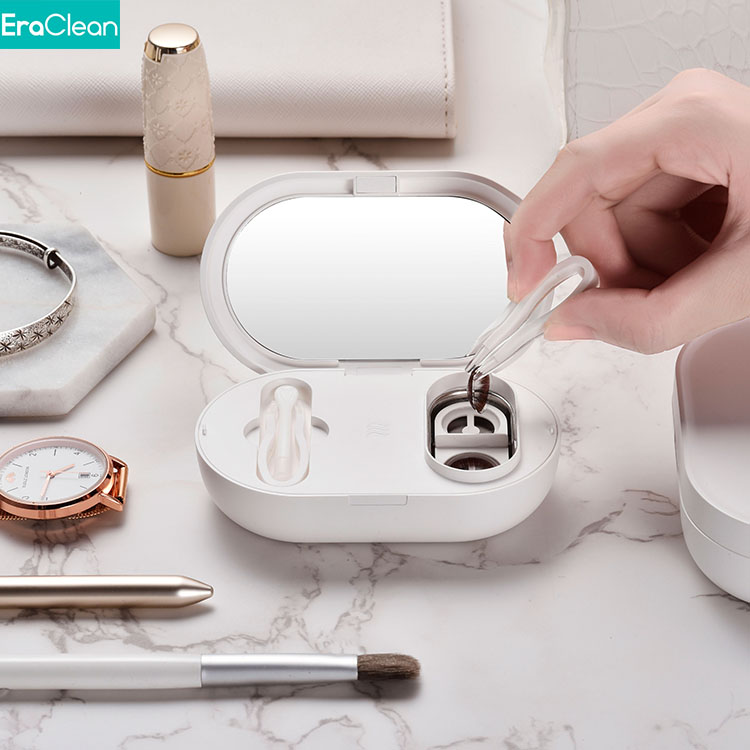 Eraclean Ультразвуковой очиститель контактных линз для глаз с зеркалом, Прочный Многофункциональный Ультразвуковой очиститель очков для повседневной жизни