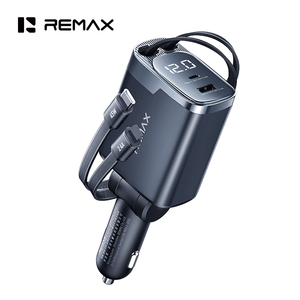 Caricabatterie da Auto Pieghevole REMAX CC09 60W con Cavo Retrattile Doppio Integrato, <span class=keywords><strong>USB</strong></span>-C PD 45W, 4 Porte, Ricarica Rapida, <span class=keywords><strong>Adattatore</strong></span> per <span class=keywords><strong>Accendisigari</strong></span> - Product Image 1