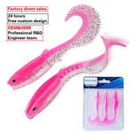 Nouvel ensemble de 3 leurres souples de 7 cm, 10 cm et 12 cm, couleurs vives, lumineux, multi-sections, queue longue courbée, style nageur, pour la pêche