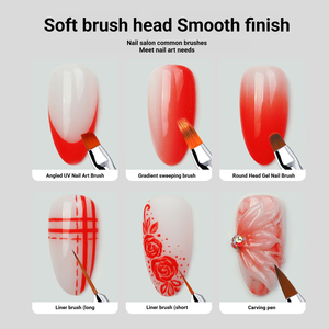 6Pcs Aurora Iridescent Nail Art Brush Kit for Gel Painting Liner Carving Salon Manicure - Product Image 5