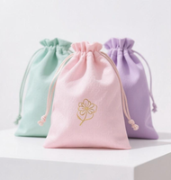 Pochette en velours de luxe avec logo personnalisé, pochette en velours doux réutilisable avec cordon de serrage pour écouteurs, parfum, bracelet, emballage cadeau