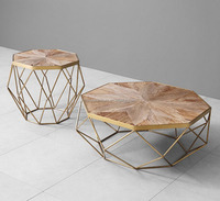 Table basse en marbre ronde, de style italien, pieds en acier inoxydable, table basse