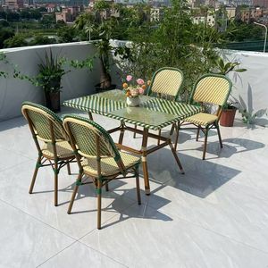 Modern French PE Rattan <strong>Bistro</strong> <strong>Set</strong> All Weather Outdoor Portable Garden Furniture <strong>on</strong> <strong>Sale</strong> for Courtyard Coffee Shop Table Chairs - Product Image 2