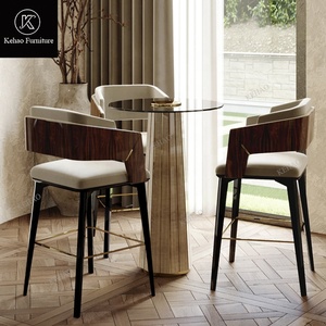 Taburete de <span class=keywords><strong>Bar</strong></span> de Lujo Minimalista Italiano, Respaldo de Madera de Nogal, Silla de Barra de Alta Gama para Isla de Cocina y <span class=keywords><strong>Bar</strong></span> en Casa - Product Image 1