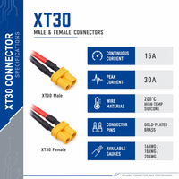 Câble de connexion XT30 mâle-femelle à tête unique 18AWG pour modèle RC, câble d'extension LiPo 10/15cm