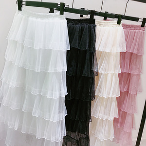 Gonna Lunga Donna <span class=keywords><strong>a</strong></span> <span class=keywords><strong>Vita</strong></span> <span class=keywords><strong>Alta</strong></span> con Balze, Maxi Gonna Casual da Donna Streetwear, <span class=keywords><strong>Gonne</strong></span> Tutu, Gonna <span class=keywords><strong>a</strong></span> Strati Colorata Estiva in Tulle Stile Ball Gown - Product Image 3