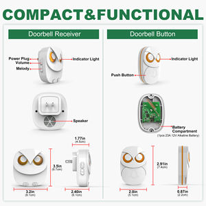 Daytech กริ่งประตูไร้สายกันน้ำมีไฟ LED กะพริบออกแบบการ์ตูนติดตั้งง่ายโทรศัพท์ประตูปลั๊กอินสำหรับใช้ในบ้าน - Product Image 3