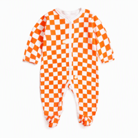 Pijama de algodón gris de manga larga para bebé recién nacido con pies integrados y estampado de coches de dibujos animados