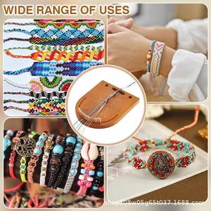 Portable Wooden Bracelet <b>Weaving</b> Board Rectangle Solid Wood Jewelry Making Supplies <b>Kit</b> For Bracelet Making Retro Color Modern - Product Image 2