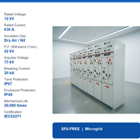 Unit Distribusi Daya 3 Fasa Modular Berisolasi Nitrogen Bebas SF6 12kV 630A, Berlapis Logam, IP67, Netral Karbon (RMU)